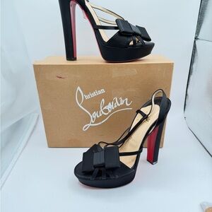 Christian Louboutin Satin Bow Slingback Heels